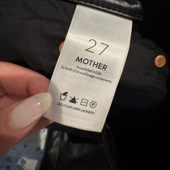 L1. MOTHER Rider Ankle Faux-Leather Black Fleece Lined Pants - Picture 10 of 11